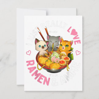 Älskar Anime och Ramen Japanska Nudlar Neko Kawaii Inbjudningar
