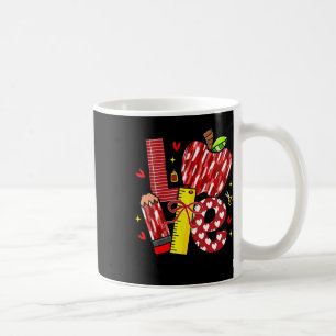 Älskar Apple Pencil Lärarliv Bågformade Hjärtan Ro Kaffemugg