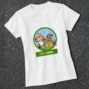 Älskar att springa rolig tecknad skogsdjurslöppark t shirt