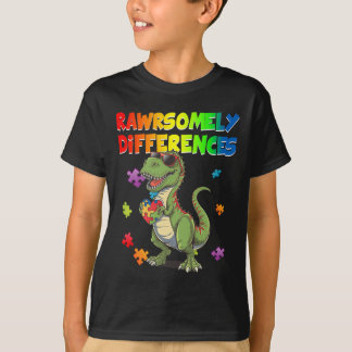 Älskar Autism T Rex Dinosaurie Rawrsomely Annorlun Shirt