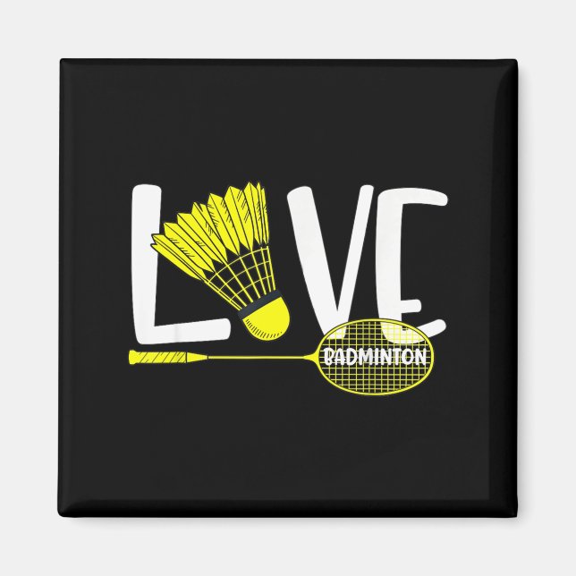 Älskar Badminton Söt Rackethane Och Shuttle Sport  Magnet (Framsidan)