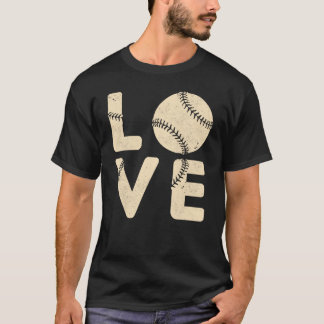 Älskar Baseboll Vintage Sportfantast T Shirt