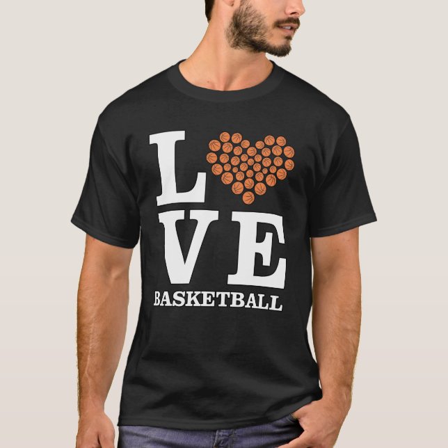 Älskar basket - Hjärta av bollar T Shirt (Framsida)