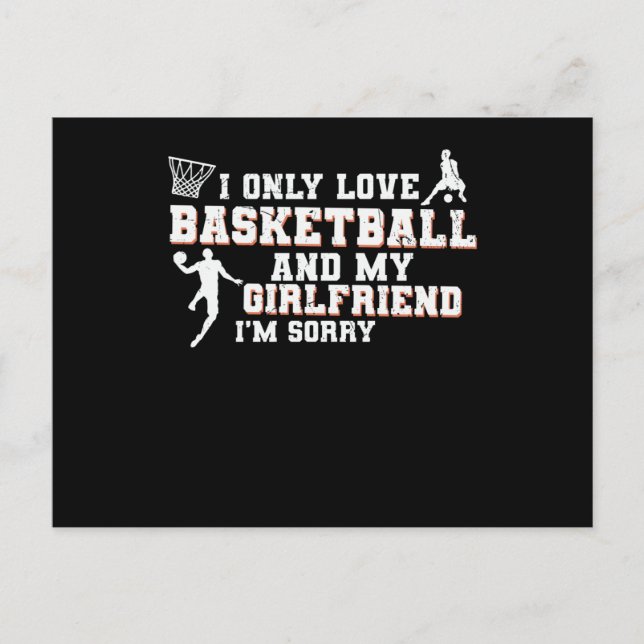 Älskar basket och min flickvän | Design Vykort (Framsida)