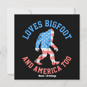 Älskar Bigfoot och Amerika För patriotisk amerikan Inbjudningar