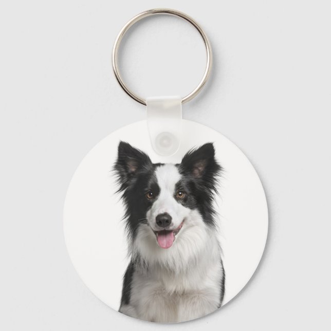 Älskar Border Collie Valp Nyckelring Hund (Framsida)