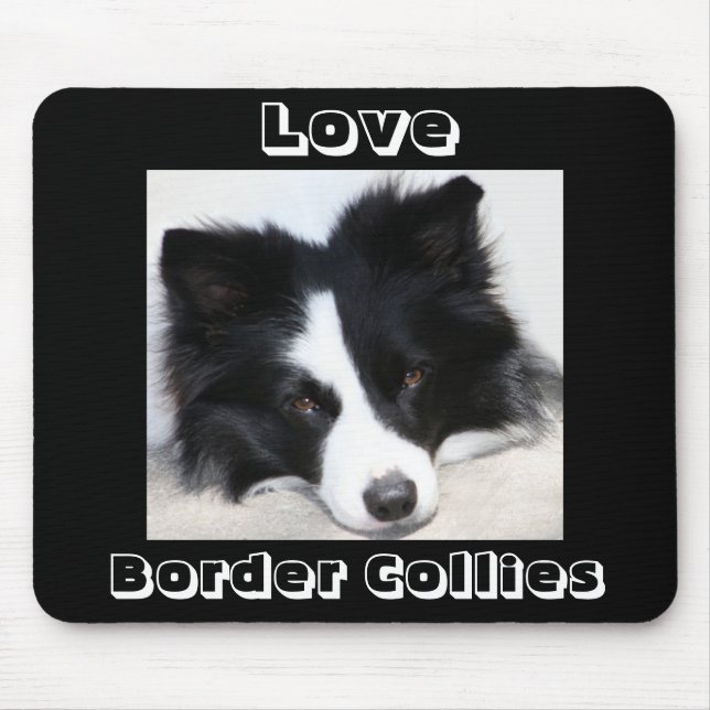 Älskar Border Collies Valp Hund Musmatta (Framsidan)