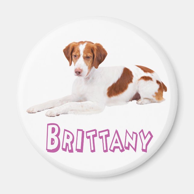 Älskar Brittany Spaniel Valp Hundmagnet Magnet (Framsidan)