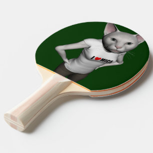 Älskar den Siamese katten för rolig vit möss Pingisracket