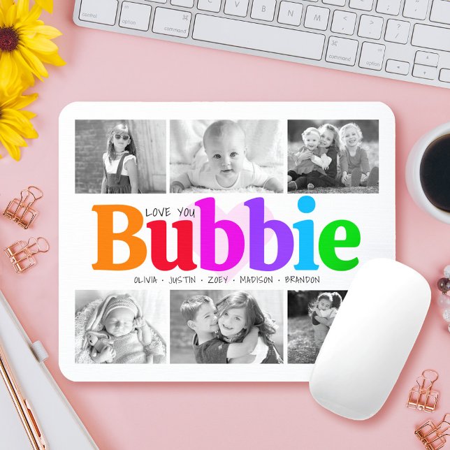 Älskar dig Bubbie Färgglad regnbåge 6 Foto Collage Musmatta (Skapare uppladdad)