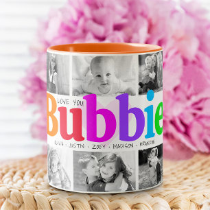 Älskar dig Bubbie Flerfärgad Modern 10-bilds colla Två-Tonad Mugg