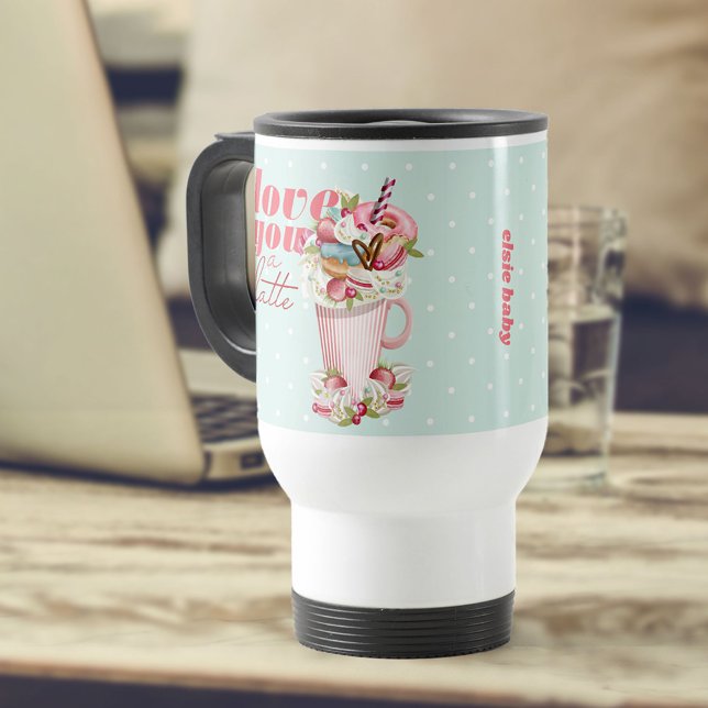 Älskar dig en Latte Retro söta gods Personlig Resemugg (Skapare uppladdad)