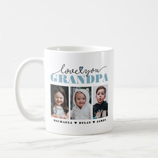 Älskar dig farfar/farbror/annan 3-bildskaffekopp kaffemugg (Vänster)