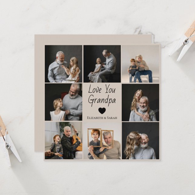 Älskar dig farfar med hjärta & foton -  (Fram/Back In Situ)