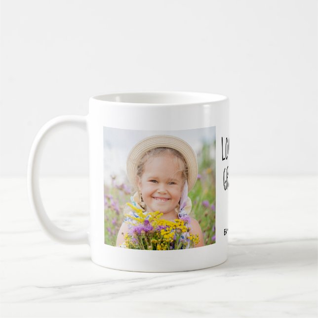 Älskar dig farfar | Två foto handskrivna text Kaffemugg (Vänster)