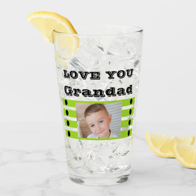 Älskar dig farfar två foton svart limeöl öl glaskopp (Framsida Ice)