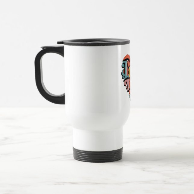 Älskar dig hjärta retro psykedelisk konst resemugg (Vänster)