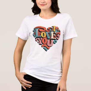 Älskar dig hjärta retro psykedelisk konst t shirt