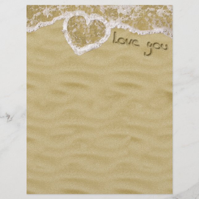 "älskar dig" hjärta skrivet i sanden (Framsida)