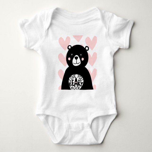 Älskar dig jättegrynom söt björn flickig rosa hjär t shirt (Framsida)