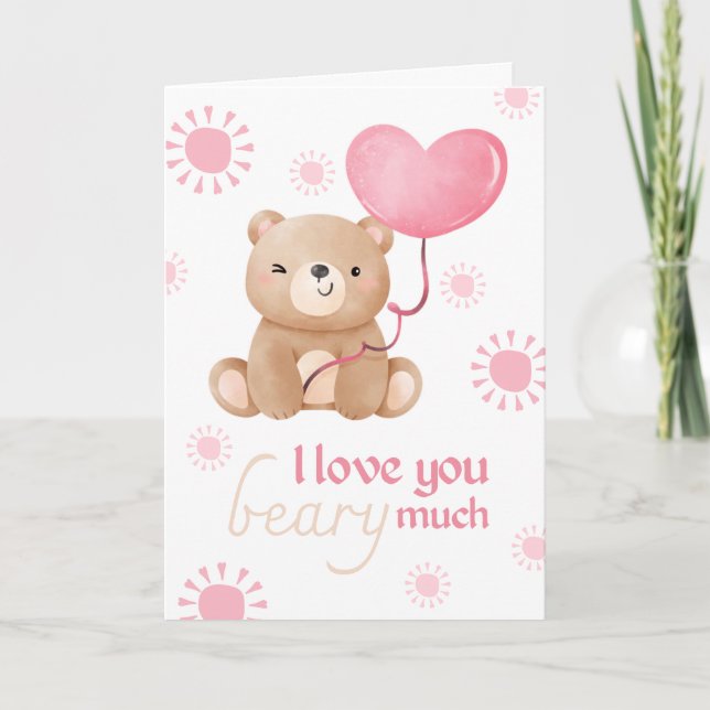 Älskar dig jättemycket Teddybjörn Barn Valentine Kort (Framsida)