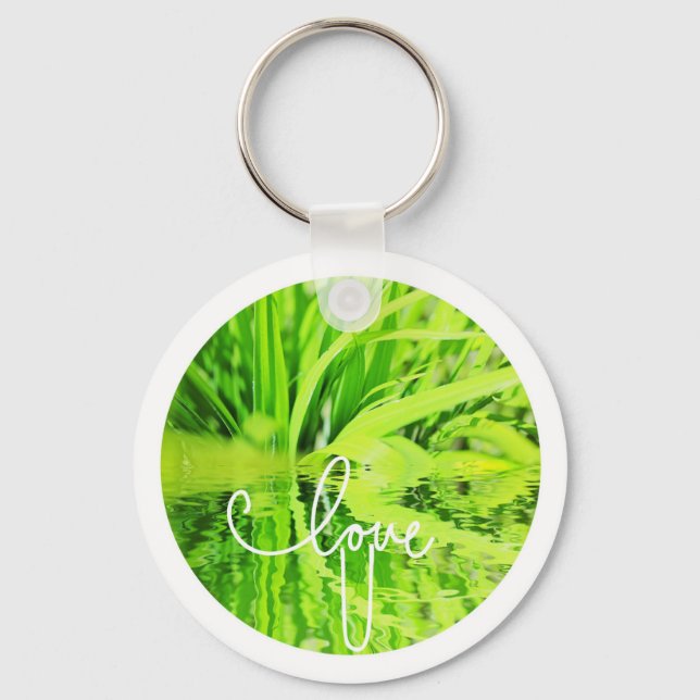 Älskar Dig Lycklig Grön Gräs Nyckelring (Framsida)