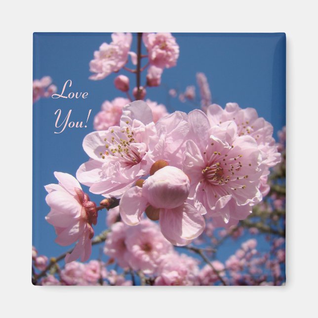 Älskar dig! magnet Rosa Blommande Träd (Framsidan)