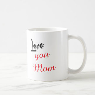 Älskar dig Mamma Elegant Röd & Grå Kaffe Mugg med 