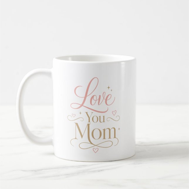 Älskar dig mamma Elegant rosa guld typografi Kaffemugg (Vänster)