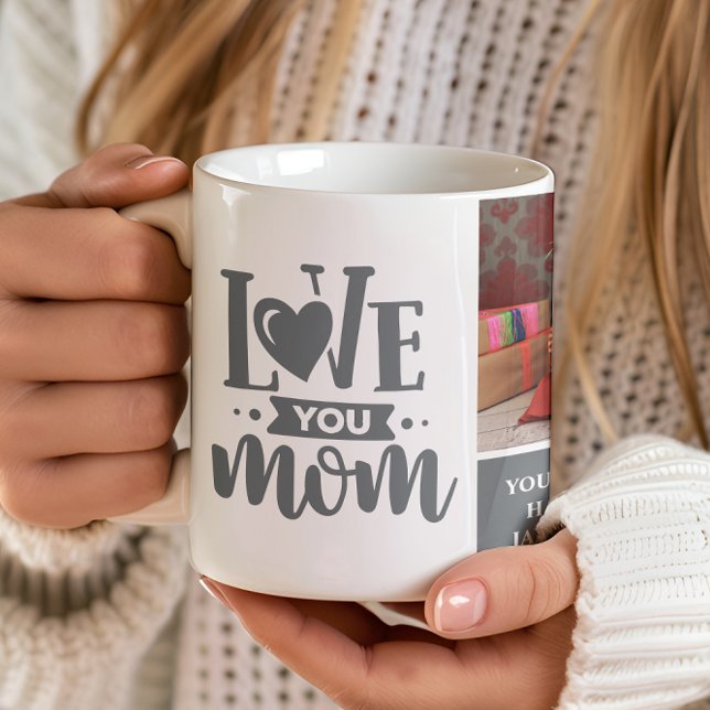 Älskar dig Mamma Grå Morsdag Present Kaffemugg (Skapare uppladdad)