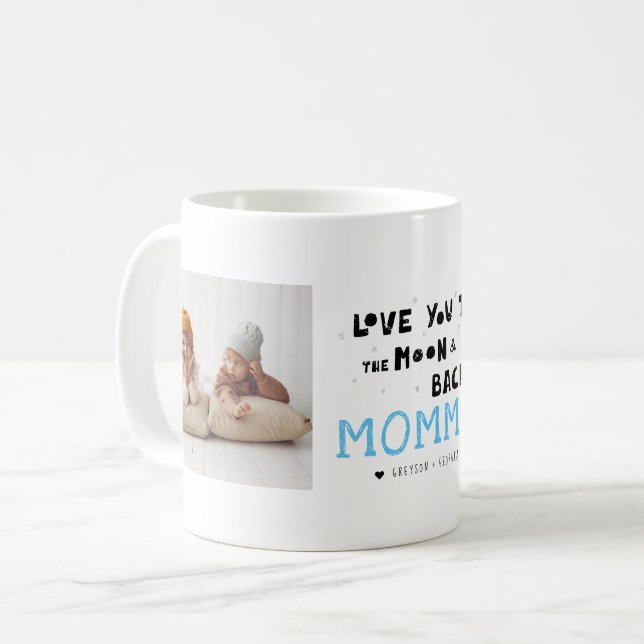 Älskar dig Mamma | Handskriven kollage med två fot Kaffemugg (Framsida vänster)