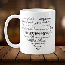 Älskar dig mamma hjärta svart skript typografi
