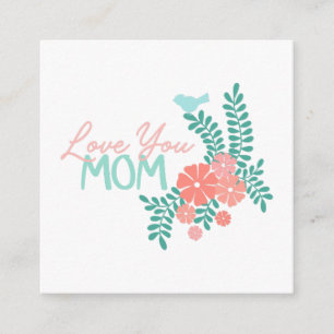 Älskar dig mamma kalligrafi blomster ram tilläggskort