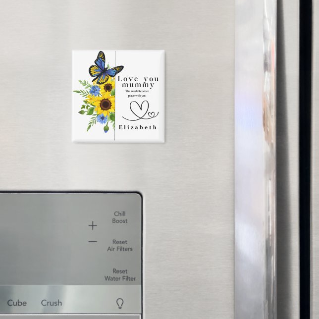 Älskar dig Mamma Personlig Blommig Magnet (In Situ (Fridge))