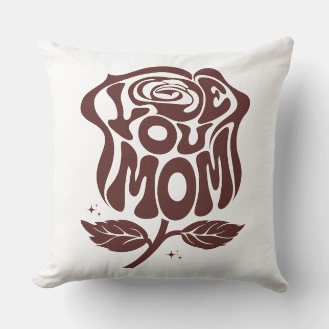 Älskar dig mamma Ros typografi Kudde (Framsida)