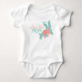 Älskar dig mamma text i blå rosa blommig design t shirt