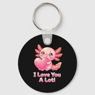 Älskar dig massor! Söt rosa axolotl hjärta Chibi f Nyckelring