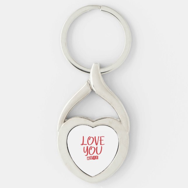 Älskar dig mer Enkel Kärlekskvot  Twisted Heart Silverfärgad Nyckelring (Framsidan)