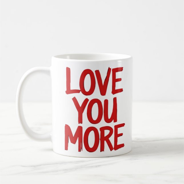 Älskar dig mer minimal hjärtevårdsdesign  kaffemugg (Vänster)