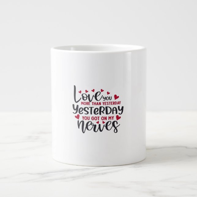 Älskar dig mer ren typografi  jumbo mugg (Framsidan)