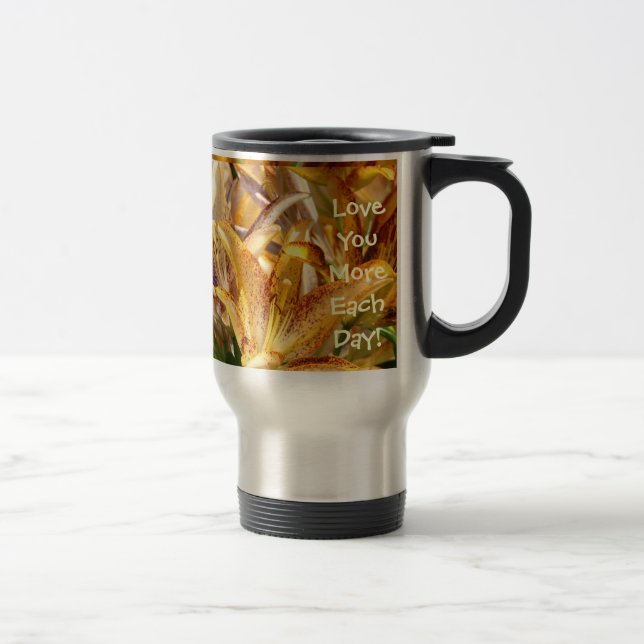 Älskar dig mer varje dag! Lily Flower Kaffemuggar (Höger)