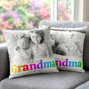 Älskar dig mormor 2 Foto Färgrik Fet Stil Modern Kudde