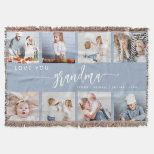 Älskar dig mormor 8 Fotosammanställning dammig blå Filt