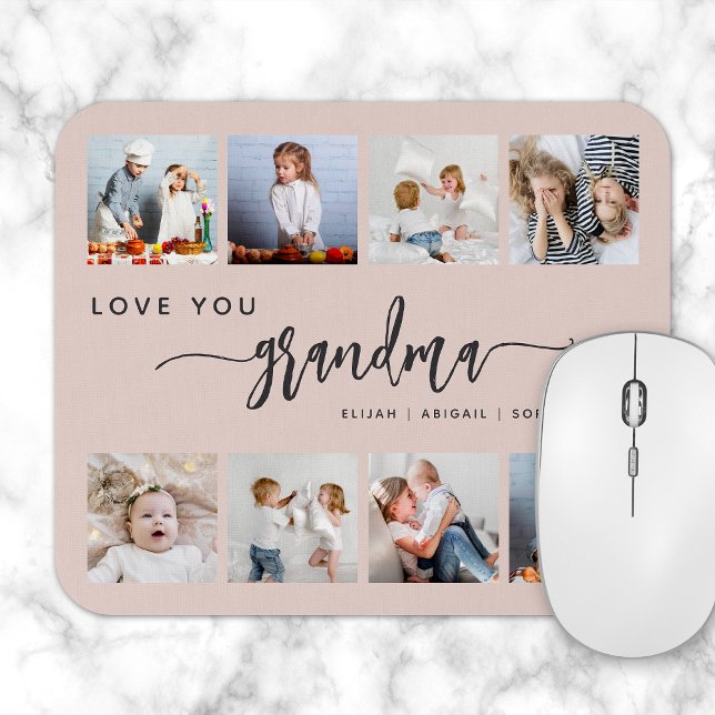 Älskar dig mormor 8 Fotosammanställning rosablush Musmatta (Skapare uppladdad)