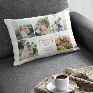 Älskar dig mormor barnbarn 5 fotokollage prydnadskudde