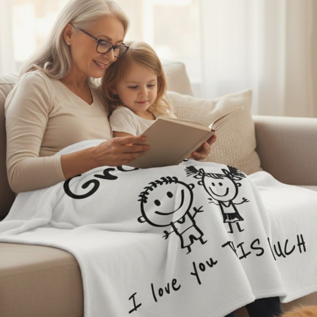 Älskar dig mormor barnens konst personlig gåva fleecefilt (Skapare uppladdad)