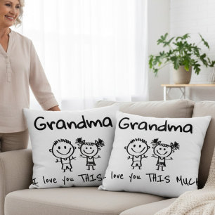 Älskar dig mormor barnens konst personlig gåva kudde