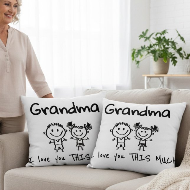 Älskar dig mormor barnens konst personlig gåva kudde (Skapare uppladdad)
