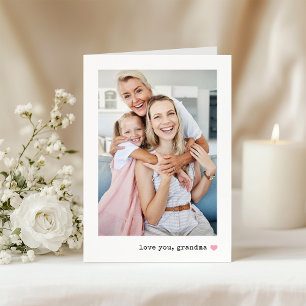 Älskar dig, mormor Foto och valfritt hjärta i va Kort