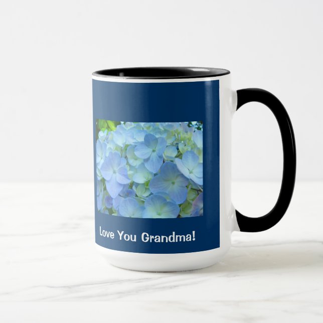 Älskar dig mormor! Kaffemugg gåvor Blå Hortensia (Höger)